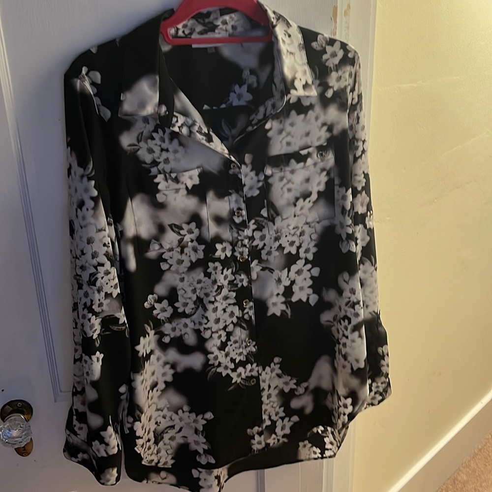 Calvin Klein Tunic Style Button Down Blouse